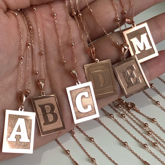 925 Sterling Silver Initial Beaded Necklace - Picture 2 of 11